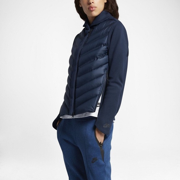 Nike Jackets & Blazers - NIKE Tech Fleece Puffer Aeroloft Bomber Jacket Navy Grey Goose Down 804982-423 L